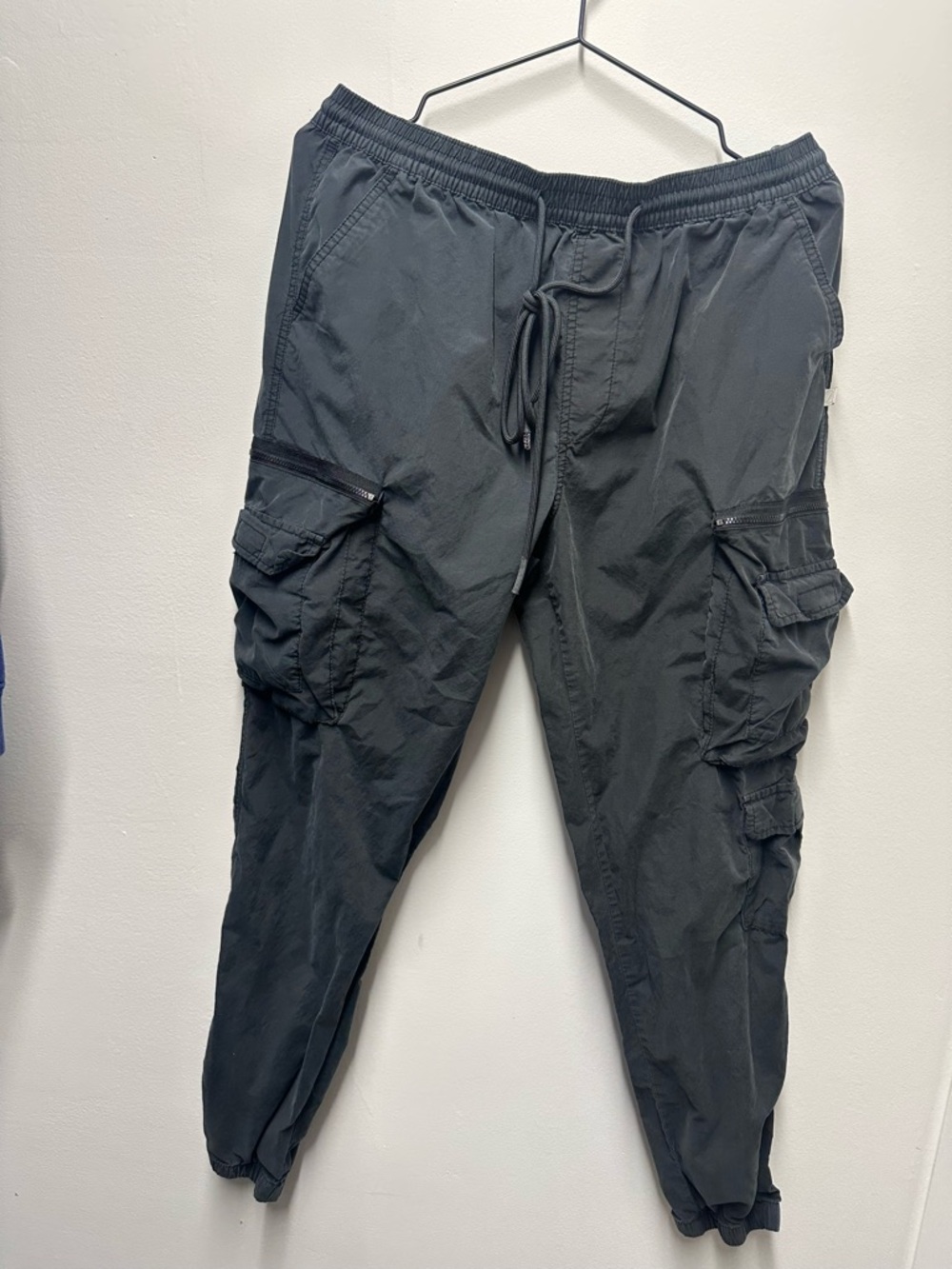 Men's Black Cargo Jogger Pants with Drawstring Waist